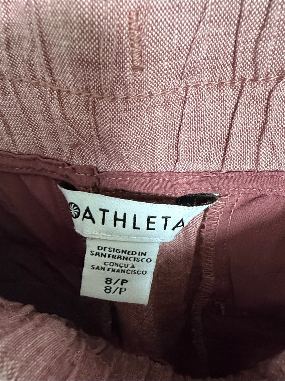 Athleta Linen Wide-Leg Drawstring Pants in Dusty Rose - Picture 2 of 3